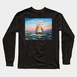 SQUARE RIGGER 'ILLAWARA' STEEL SAILING SHIP AT SUNSET Long Sleeve T-Shirt